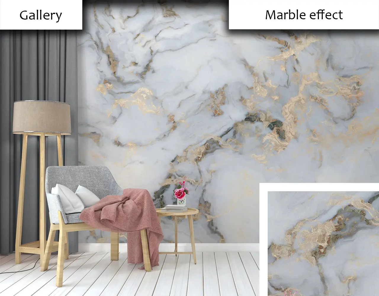 Marble effect of venetian plaster artwork